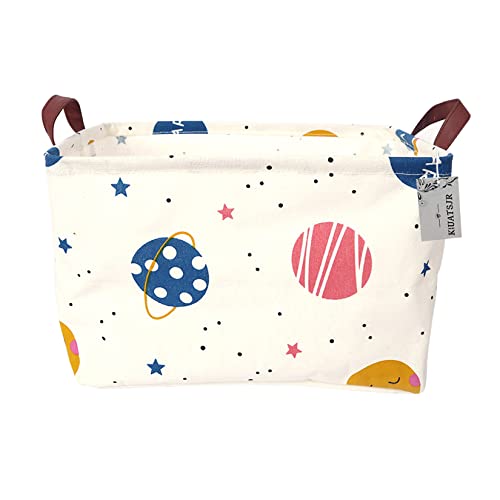 Image of Rectangle Storage Basket Cute Canvas Organizer Bin for Pet /Children Toys, Books, Clothes Perfect for Rooms /Playroom (Galaxy)