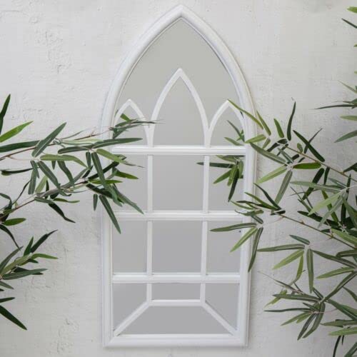 White Gothic Arched Window Style Wall Mirror For your Home Or Garden