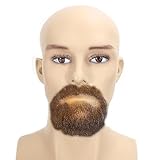 Adytom Fake Beard and Goatee Brown Human Hair Lace Base Hand Knoted Realistic Halloween Costume False Mustache and Gotatee (Light Brown)