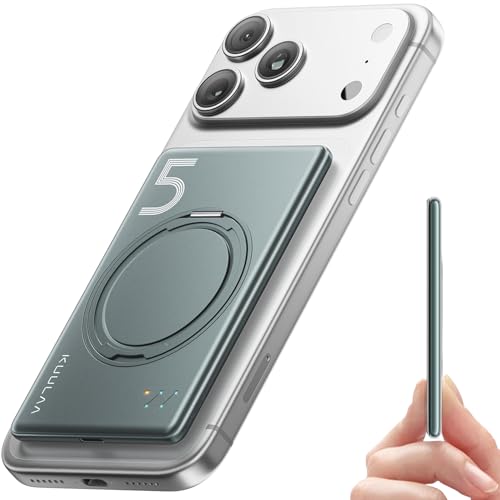 Kuulaa Power Bank para Magsafe, Ultra Fino Magnético Batería Externa 5000mAh para iPhone, Cargador Inalámbrico 20W Portátil Carga Rápida, Bateria Portatil Powerbank para iPhone 17/16/15/14/13/12 Serie