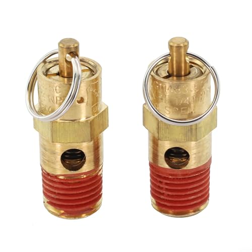 Válvula de seguridad de presión del compresor de aire con puerto de latón NPT macho de 1/4 para liberación de 125 PSI 135 PSI 150 PSI 165 PSI 175 PSI 200 PSI 250 PSI 270 PSI (125PSI)