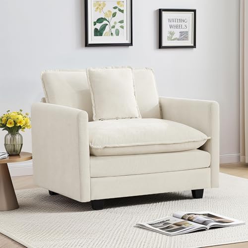 Sillón Plegable Chenille Beige miniatura 2