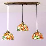  WgGUIF Lustre en Forme de Fleur de Soleil de Tiffany, plafonnier en Verre teinté pour Salle à Manger, Lampe Suspendue réglable Multicolore pour Chambre à Coucher/Salon/café (Taille : G)