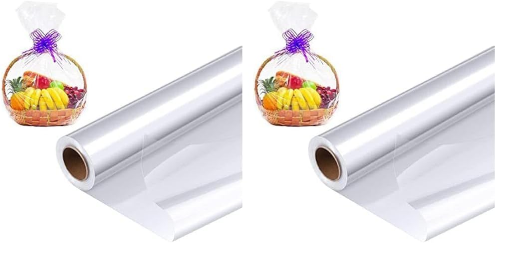Packing Roll Transparent Clear Cellophane Wrap Roll, Flowers Baskets Food Gift Crystal Wrappings Paper Safe Paper, thickness 2.3cc Size 1Mtr x 20Meters