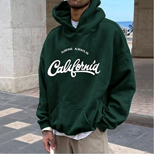 Pull de Noël à capuche vert pour homme vêtement hiver chaud taille M