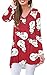 AUSELILY Camiseta de Manga Larga Top de Navidad con Cuello en v para Mujer Túnica Tops Blusa Camisas.（Muñeco de Nieve Rojo,36-38