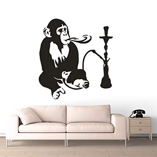 Lustiger Affe Mit Shisha Vinyl Aufkleber Home Interior Dekoration Shisha Entspannung Arabische Wandaufkleber Abnehmbare… – Bild 3