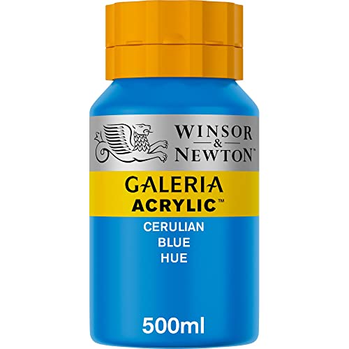 Image of Winsor & Newton Galeria Acrylic Colour - Jar of 500 ML - Cerulean Blue Hue (138) - Highly Pigmented Lightfast Artists' Acrylic Paints for Canvas, Wood, Fabric & Paper - More Colours Available