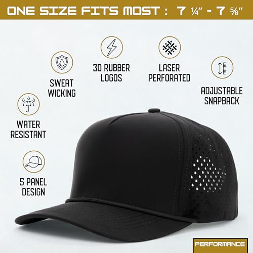 Image of BRIMZ Outdoor Performance Hat - Water & Sweat Resistant Hats - Breathable & Moisture-Wicking Snapback