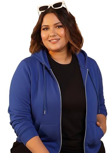 Image of Elite soul Women's Plus Size Zipper Hoodie | Front Zip Full Sleeve Hooded Sweatshirt | Casual Zipper Jacket | XL, 2XL, 3XL, 4XL, 5XL, 6XL