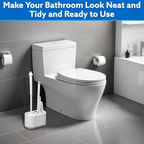 Image of KBZONE 4-in-1 Silicone Toilet Brush and Holder Set, with a Extra Crevice Cleaning Brush Deep Cleaning Toilet Bowl Brush for Bathroom Toilet Brushes for Bathroom Wall Mounted Water Drop