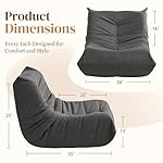 Bean Bag Chair, Fireside Chair Bean Bag Sofa for Adults, Bean Bag Chairs for Teens with High-Resilience Foam, Memory Foam & Non-Slip Base Bean Bag for Living Room, Bedroom, Office (Suede, Dark Gray) - Image 2