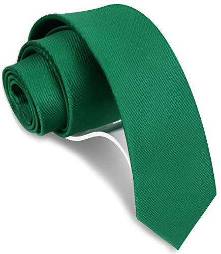 GUSLESON Forest Emerald Green Color Tie Slim Necktie for Men Solid Skinny Ties (0973-28)
