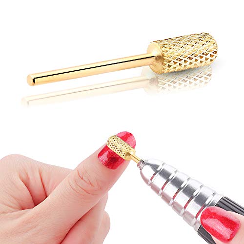 Image of Makartt Safety Nail Drill Bit Gold Carbide Carbide Bit Medium Round Gold Nail Art Tools Nail File Bit Remove Gel Polish Dip Powder Nail Extension Gel Drill Bit 3 /32 inch Manicure B-30