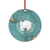 CafePress Vintage Antarctica Map Round 4' MDF Holiday Ornament
