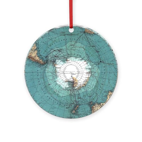 CafePress Vintage Antarctica Map Round 4" MDF Holiday Ornament