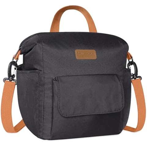 Joymee Lunch Bag Women Insulated Lunch Box with Adjustable Shoulder Strap Large Reusable Leakproof Spacious Cooler Tote for Women Men Adult with Bottle Holder and Side Pockets - 08 Black Cover