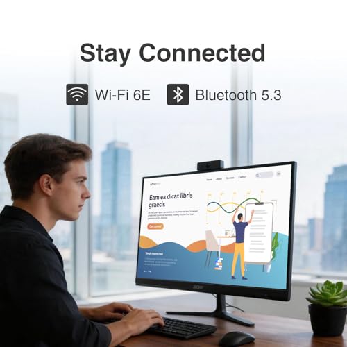 Image of Acer Aspire C27 Professional All-in-One 27 inch IPS FHD Display (Intel Core 5 120U, 8GB DDR5, 1TB PCIe SSD, Integrated Graphics, WiFi 6E, Webcam, Bluetooth 5.3, Win 11 Pro)