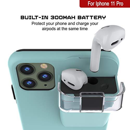 Punkcase Iphone 11 Pro Airpod Charging Case Holder | Slim & Durable 2 In 1 Cover Designed For Iphone 11 Pro (5.8") | Protects Your Phone + Stores & Charges Your Airpods Gen. 1 & 2 [Teal] #TOP1