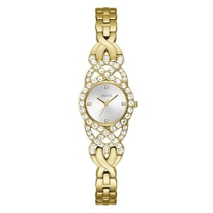 Guess Women's Gold-Tone G-Link Silver Tone Dial