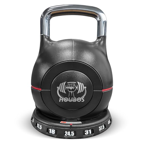 Houbos Adjustable Kettlebell - Kettlebell Weights Set with 7 Weight Levels from 5-44 lbs, Kettlebells for Home Gym Full-Body Workout Strength Training Weight