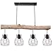 Produktbild LED Design Decken Hänge Leuchte Holz Balken Pendel Spot Ess Zimmer Retro Gitter Lampe