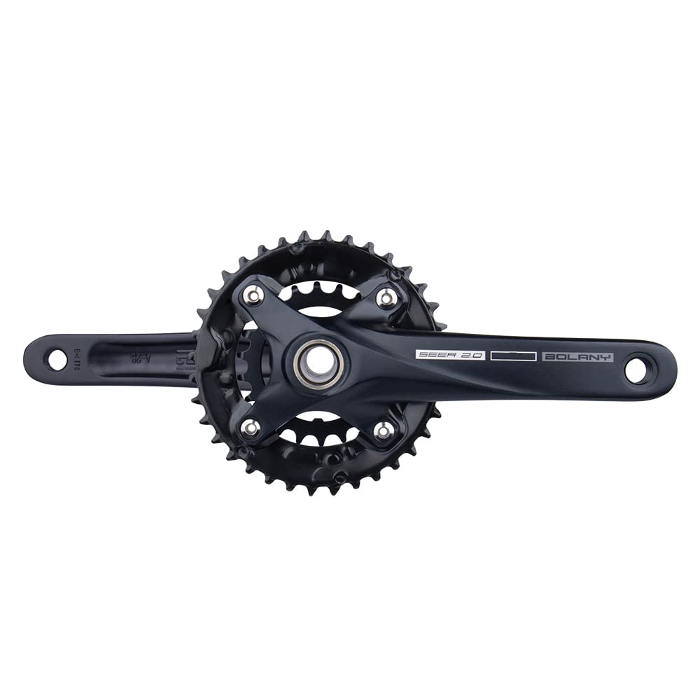 BOLANY Fahrrad Kurbelgarnitur 170mm kurbel 104BCD Hollowtech-Kurbelgarnitur 2 Fach Einzelspeed-Rundkettenblatt 22/36T 24/38T MTB Kurbelsatz mit Tretlager