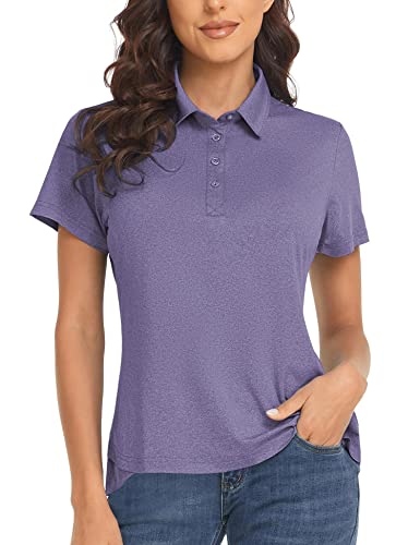 Polu Women's Golf Polo Shirts Moisture Wicking Collared Short Sleeve Tops Athletic Casual Work Hiking Running Button Down T-Shirts Purple S #TOP6