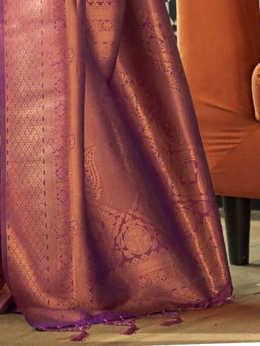 Image of SWORNOF Women's kanjivaram banarasi silk saree for Patola festival Wedding silk with rich pallu Design sarees for women with blouse piece
