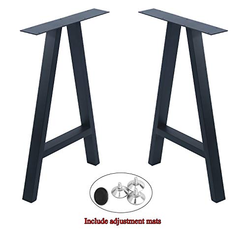 Image of MBQQ 2 Pcs Rustic Decory Metal Desk & Dining Table Legs - Heavy Duty Industrial Modern A Shape Iron Bench Legs (H28'xW17.7')