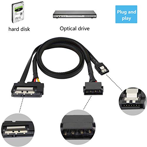 image for XMSJSIY SATA 6G Data Cable, SATA Power 2-in-1 Extension Cord, LP4 IDE 