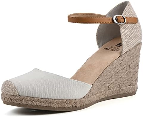WHITE MOUNTAIN Women's Mamba Espadrille Wedge Sandal, Natural/Fabric, 8 M