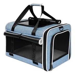 Top Loading Medium Cat Carrier with Privacy Curtain, Delta Approved TSA Pet Travel Crate Suitcase Luggage Sleeve, Soft-Sided Dog Kennel Bag 18x11x11 United Airline Approved Under Seat Blue