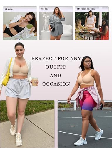 Image of OEAK Womens Wireless Jelly Bras Plus Size Support Push Up Comfortable Bra | no underwire,full coverage,for large breast,minimizer bra,seamless,tshirt bras,everyday bra