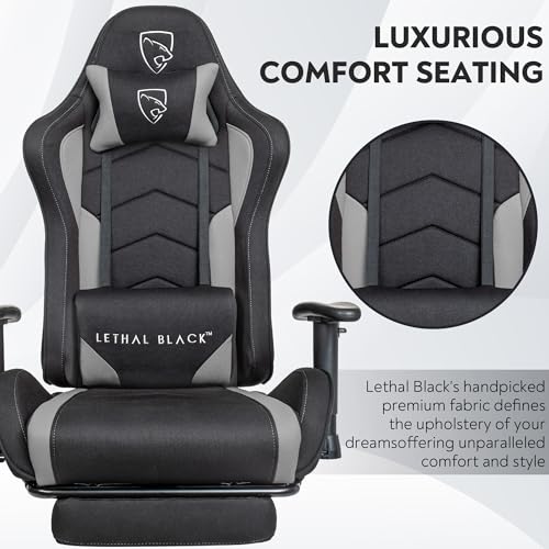 Lethal Black Ergonomic Gaming Chair - with Premium Breathable Alcantara Fabric, Multi Adjustable Armrests, Neck & Lumbar Support (Titan Series, Black) - Image 4