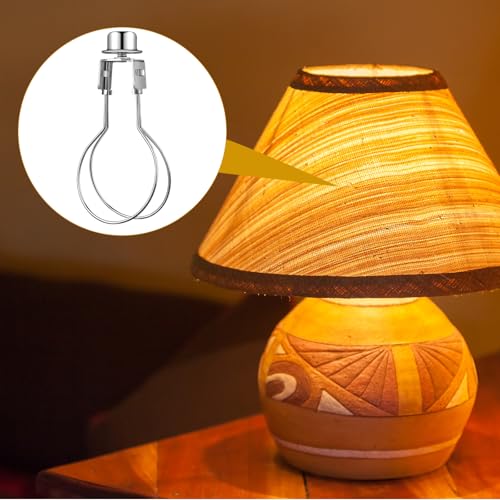 Image of Honoson 2 Pcs Bulb Lamp Shade Light Bulb Clip Adapter Includes Finial and Lampshade Levellers for Replacement (Silver)