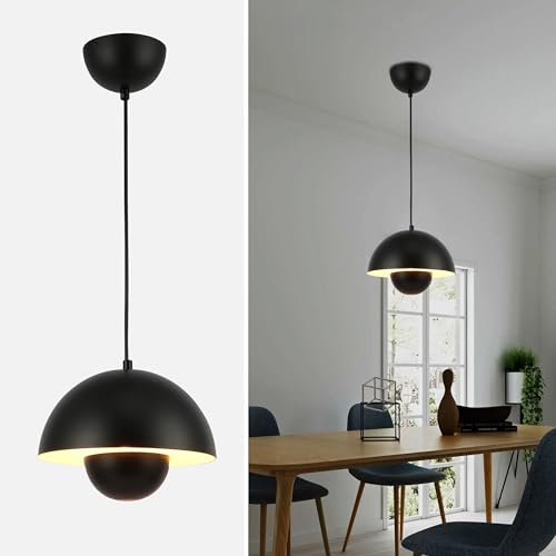 SUNLLOK Modern Flowerpot Pendant Light, Round Metal Pattern Mini Downward Dome Shade Ceiling Hanging Lamp