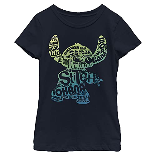 Image of Disney Girl's Lilo & Stitch Bright Neon Outline T-Shirt