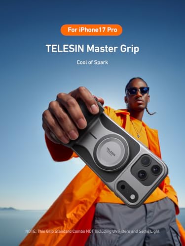 Image of TELESIN Master Grip Universal for iPhone /MagSafe, Magnetic Phone Camera Grips Kit Built-in 3200mAh Battery - Wireless Charging - DSLR Style Handle Holder -【Graphene Case Only for iPhone 17 Pro】