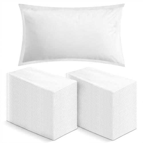 Oqqlin 100 Pcs Disposable Pillow Case Covers 21 x 33 Inch Soft Disposable Pillow Cases White Non-Woven Fabric Pillows Covers for Hospital Hotel Travel SPA