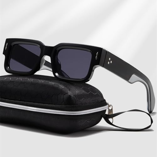 Lunettes de soleil à la mode avec rivets rétros et monture rectangulaire classique - 2