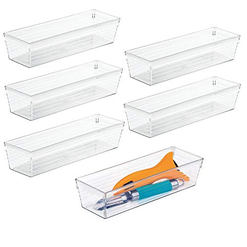 mDesign Plastic Kitchen Cabinet Drawer Organizer Tray - Storage Bin for Cutlery, Serving Spoons, Cooking Utensils, Gadgets - BPA Free, Food Safe, 9