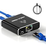 🔌 Hochgeschwindigkeitsübertragung：Der netzwerk splitter 1 auf 2 unterstützt Gigabit-Ethernet-Netzwerkverbindungen (1000M) und kann mit CAT6-Kabeln Gigabit-Ethernet-Geschwindigkeiten liefern, was eine schnelle und stabile Datenübertragung gewährleistet. Ob Dateiübertragung, Videomedien oder Online-Spiele, Sie können ein effizientes Netzwerkerlebnis genießen. Hinweis: Zwei Computer können sich nur 1000M Netzwerkbandbreite teilen, beim Anschluss eines Computers werden maximal 1000M unterstützt.