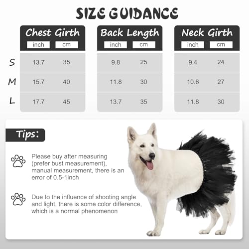 Locmeo Tutu für Hunde, Tüll-Tutu für Hunde, Größe S, L, M, Welpen, Ballerina, Kostüm, Rock für Halloween, Welpen, Katzen, Hasen, Haustier-Outfit, Geburtstag, Hochzeit, Party, Foto-Requisite (schwarz)