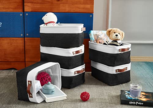 Image of DECOMOMO Small Storage Basket, Closet Storage Bins, Baskets for Organizing Shelves (Black & White, Small - 6 Pack)