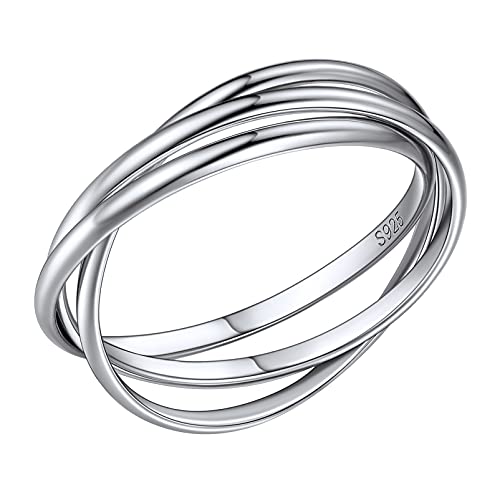 PROSILVER Bague 3 Anneaux Argent Entrelacés pour Femme/Fille Taille 57 Alliance Fine Elégant