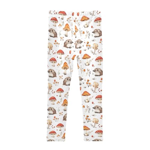 ZZKKO Girls Leggings Mushrooms and Hedgehogs Toddler Girls Clothes Toddler Comfortable Bottoms Girl Leggings 3T-10Y2