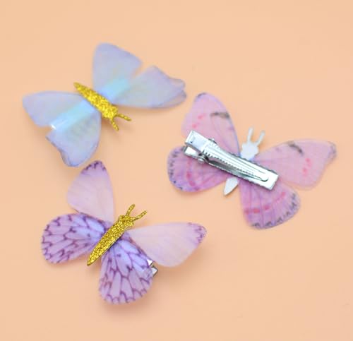 20 pinzas de mariposa para cabello color morado miniatura 3