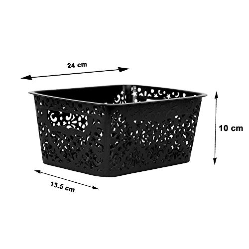 Image of Cutting EDGE Plastic Turkish Storage Basket, Small, Black (Set of 2)