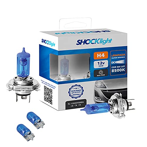 Par de Lâmpadas Super Brancas para farol H4 8500k + W5W